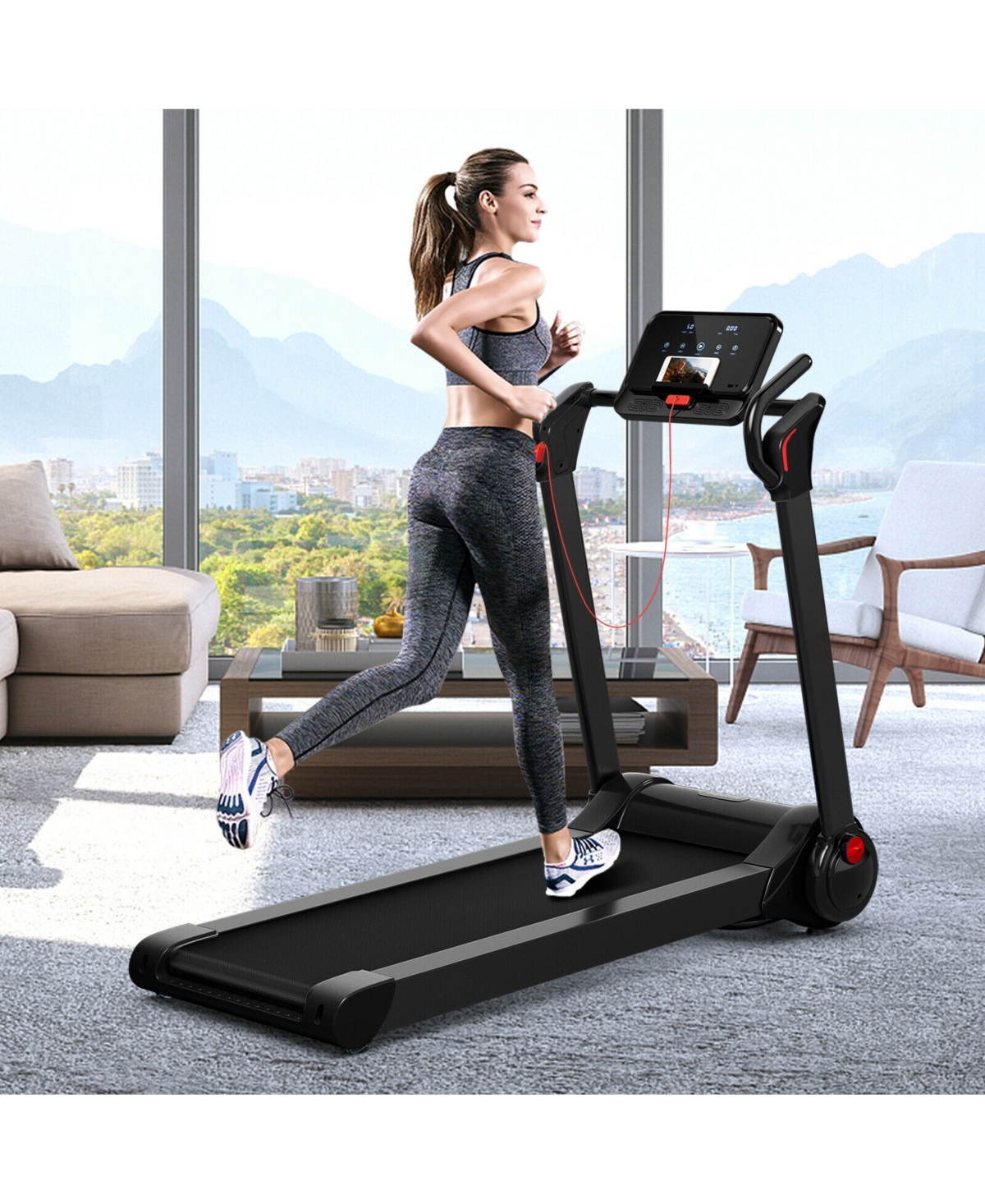 Skonyon 2.25 Hp Electric Motorized Folding Running Treadmill Machine with Led Display