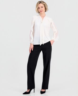 Women’s Tie-Neck Ruffle-Long-Sleeve Top