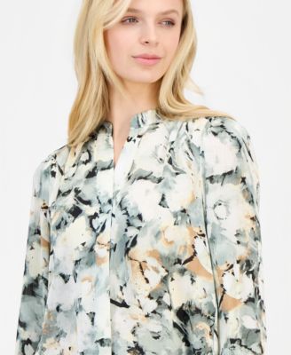 Women's Pleat-Front Long-Sleeve Blouse
