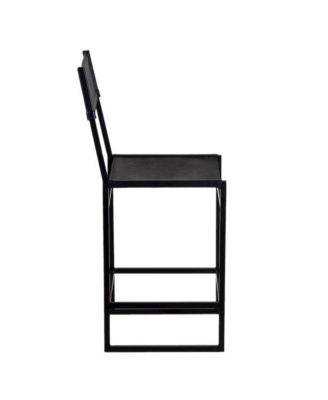 Remy Full-Grain Leather Bar Stool, Black