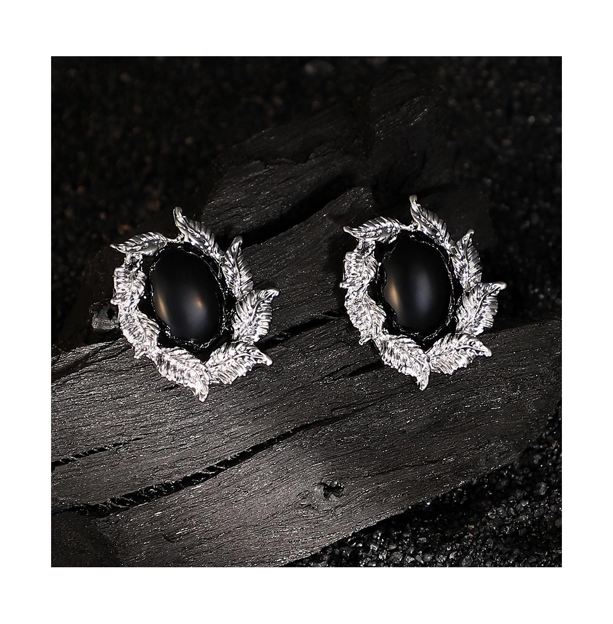 Women's The Victorian-Foliage Stud Earrings - Metallic Silver