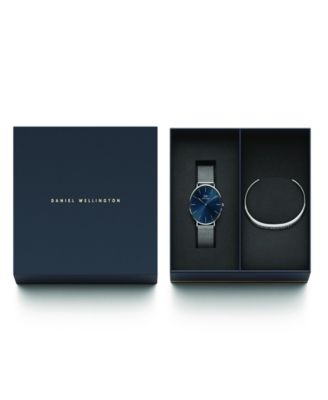 Unisex Analog Silver-Tone Stainless Steel Watch Set, 40mm