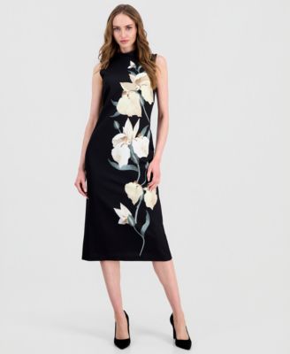 Women's Sleeveless Mock-Neck Sheath Dress