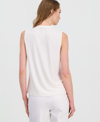 Women's V-Neck Collared Sleeveless Top