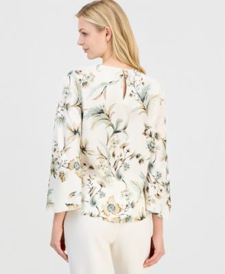 Women's Keyhole-Front Bell-Sleeve Top