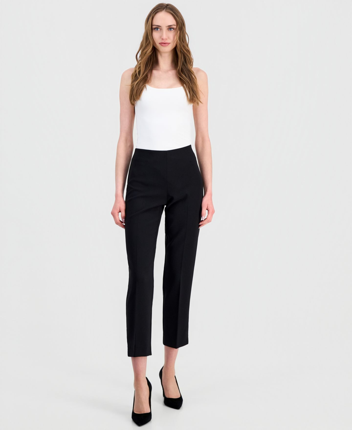 Женские брюки Anne Klein Hollywood-Waist Straight Ankle, цвет: Чёрный — фото 2