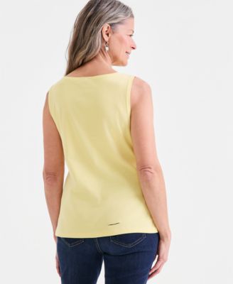 Women's Cotton Boat-Neck Sleeveless Top