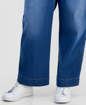 Plus Size Pull-On Shaping High-Rise Wide-Leg Jeans, Macy's Exclusive