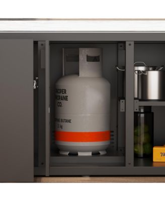 8x5 FT Galvanized Steel Frame Stainless Steel Tabletop Cedar Roof Outdoor Bar