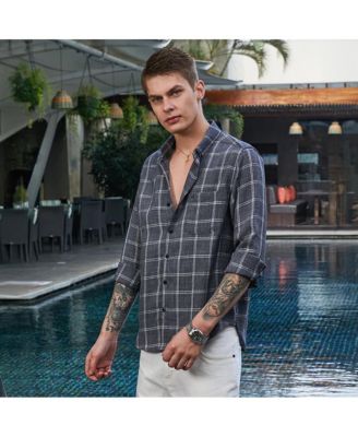 Men's Charcoal Grey BiGraph-Check Shirt