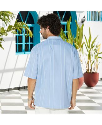 Men's Powder Blue Unbalanced-Ridge Oversized Shirt