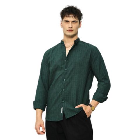 Мужская рубашка Cahoot Campus Sutra Emerald Green Pinstriped-Tactile, цвет: Зелёный