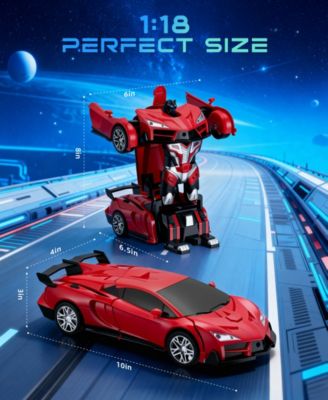 1:18 RC Transforming Robot Car with One-Click Deformation, 2.4GHz RC Car with LED Lights, 360&deg; Rotation & Demo Mode