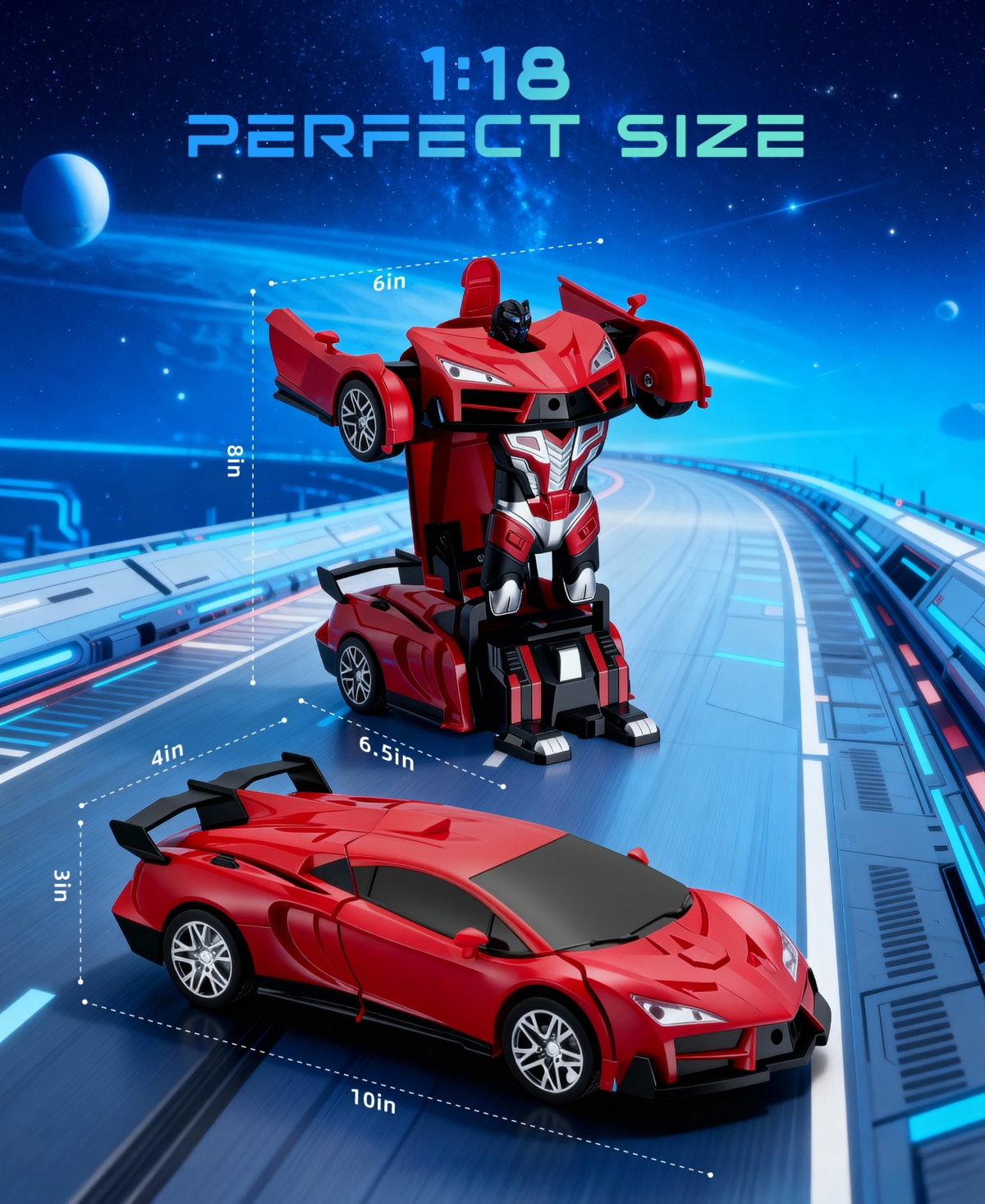 Sugift 1/18 Scale 2-in-1 Sports Car Toys Rc Car