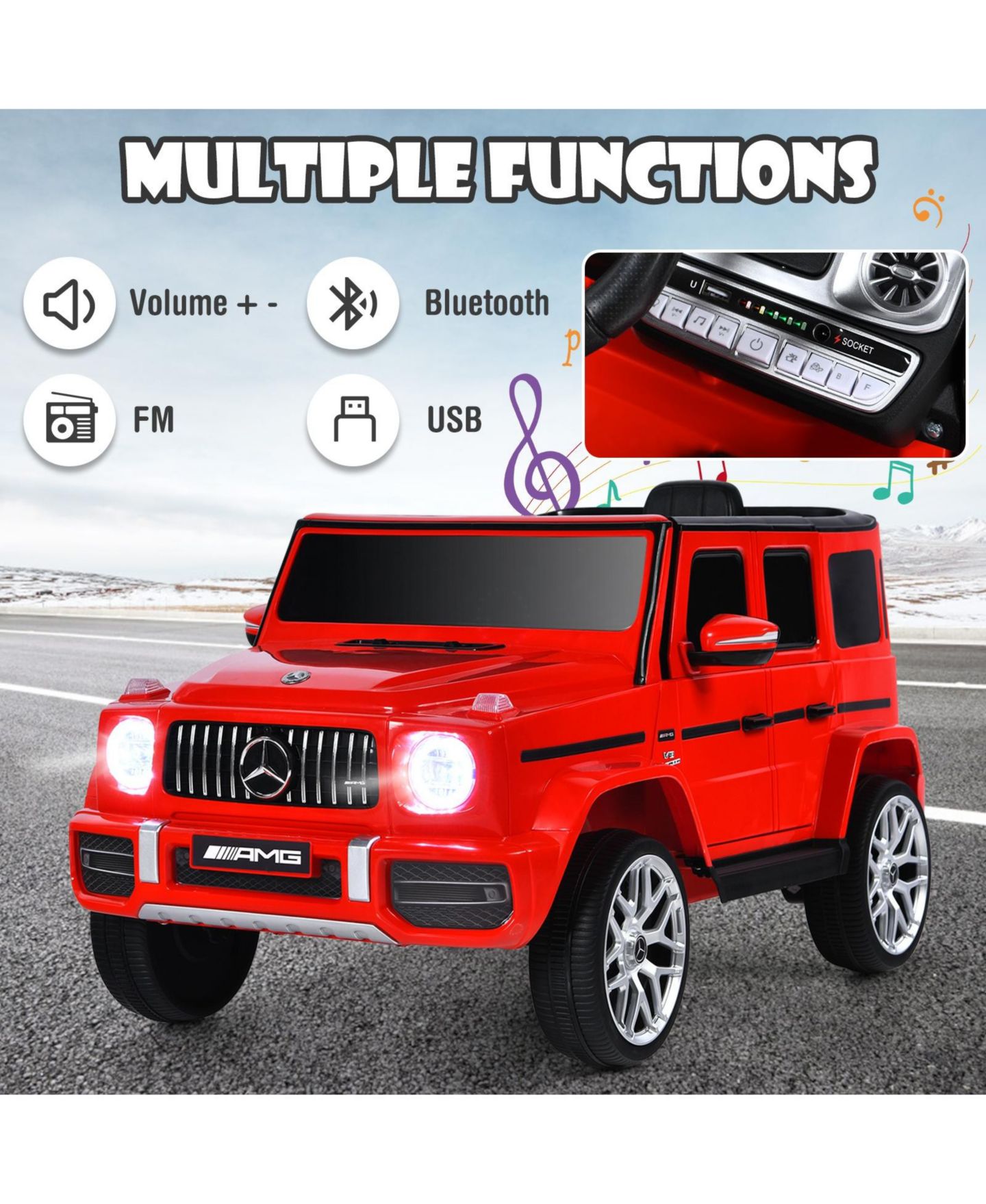Детская игрушка SUGIFT Mercedes-Benz G63 12V Licensed Remote-Control Ride-On Car, Up to 2 Riders, Ages 3+, цвет: Красный — фото 6