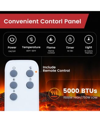 50 Inches Wall-Mounted Electric Fireplace With Led Lighted Mantel And Remote, Modern Indoor Heating Accent Fireplaces