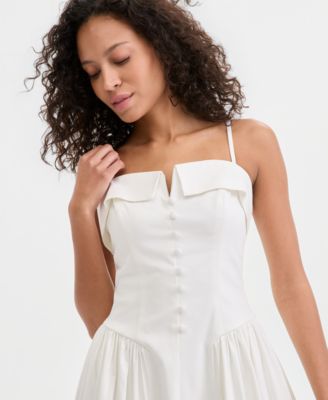 Juniors' Folded Square-Neck Sleeveless Midi Dress