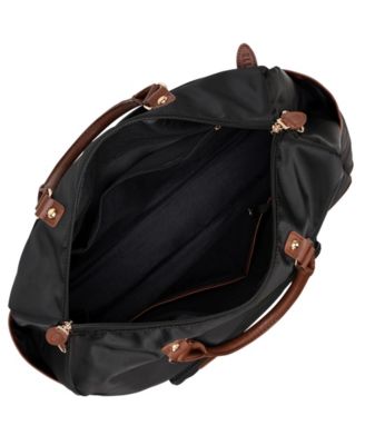 Luxe Journey 13" Twill and Faux Leather Weekender Duffel Bag