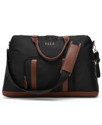 Luxe Journey 13" Twill and Faux Leather Weekender Duffel Bag