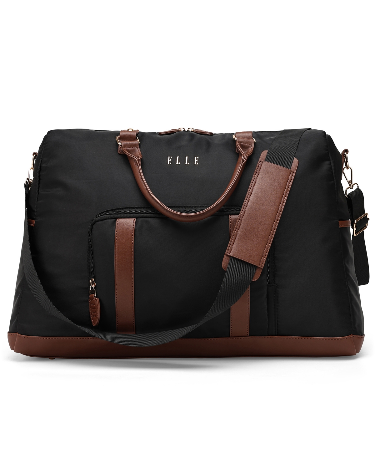 Elle Luxe Journey 13" Twill and Faux Leather Weekender Duffel Bag
