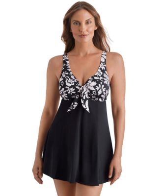 ShapeSolver Sport by Mimi Flamingo - Women's Bow Front Pull-On Swimdress