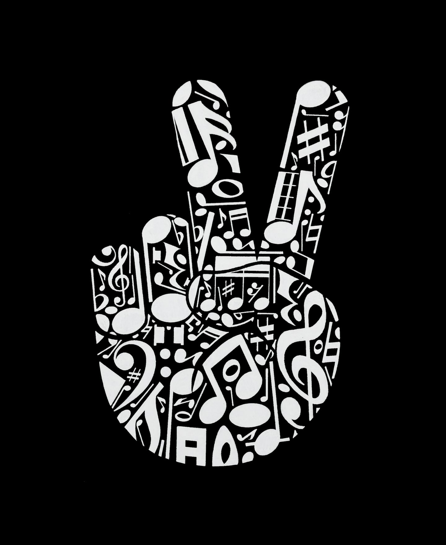 Женская толстовка LA Pop Art Peace Finger Notes Word Art Long-Sleeve, цвет: Чёрный — фото 2