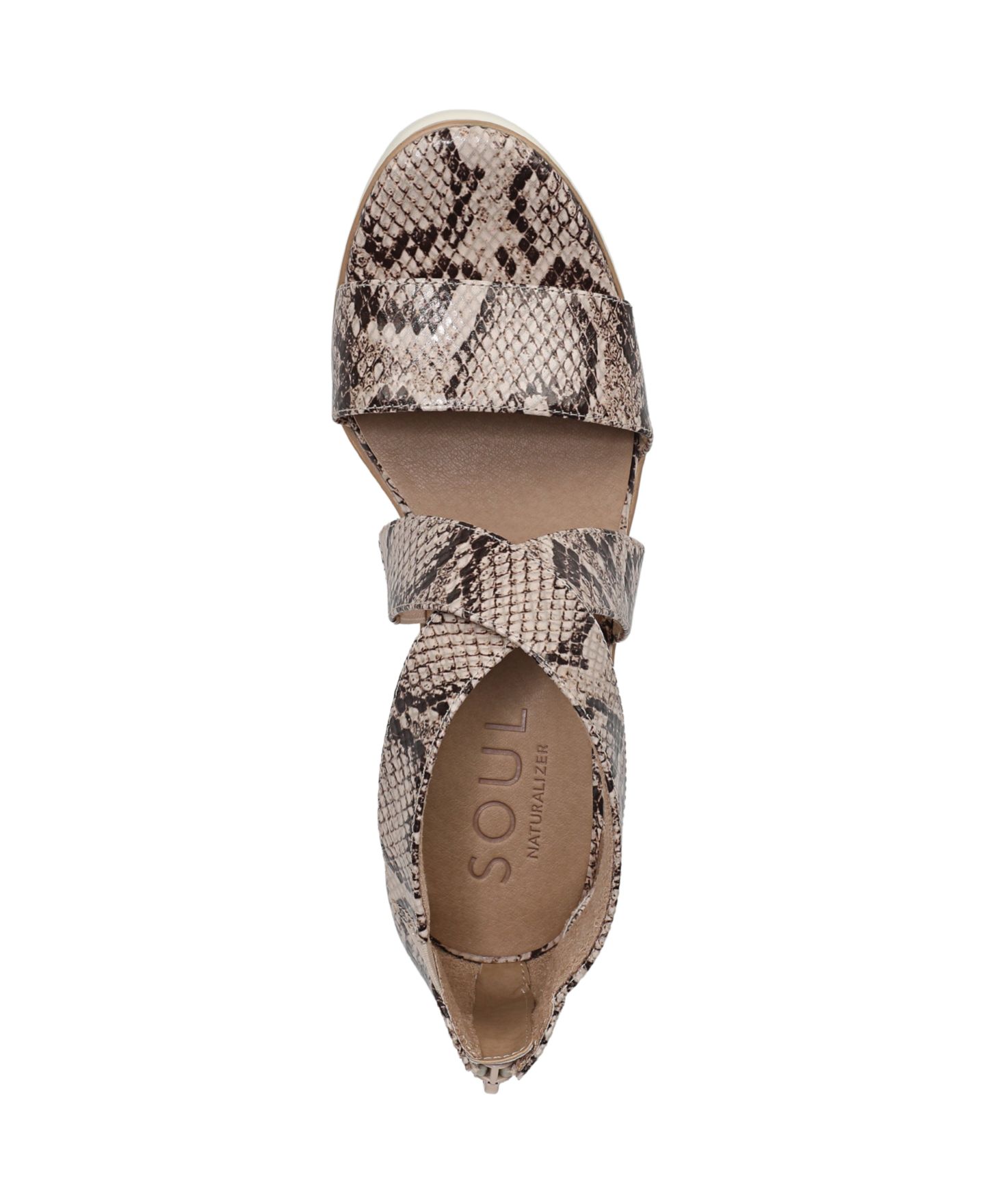 Женские сандалии Soul Naturalizer Goodtimes Ankle Strap Wedge, цвет: Бежевый змеиный с принтом искусственная кожа — фото 4