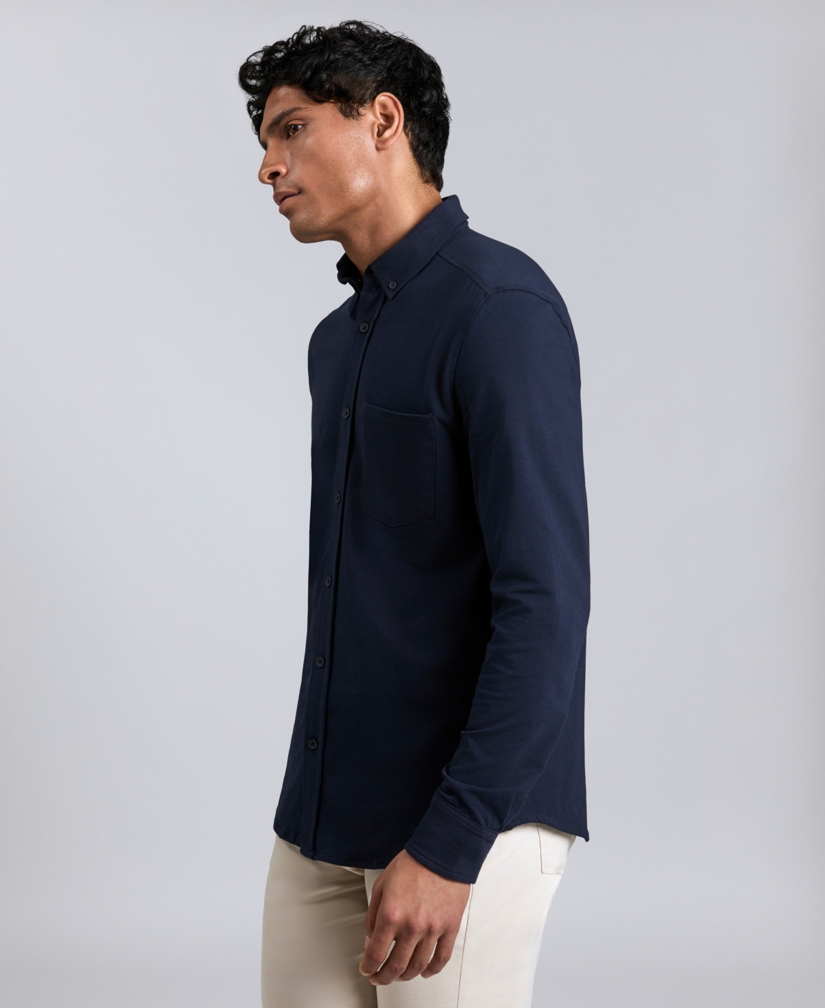 Kenneth Cole Men's Slim-Fit Plain White Performance Long-Sleeve Button-Down Shirt