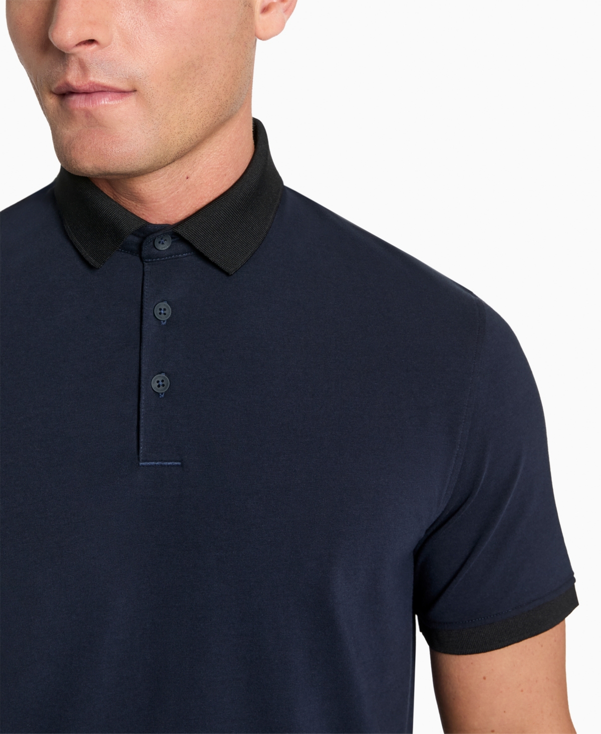 Kenneth Cole Men's Solid Button Placket Polo Shirt