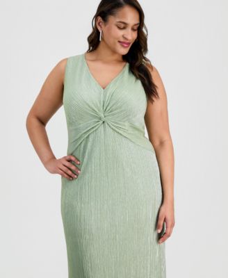 Plus Size Twisted Metallic Jersey Maxi Dress