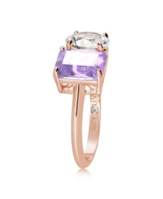 Suzy Levian Sterling Silver Gemstone Toi et Moi Two-Stone Ring