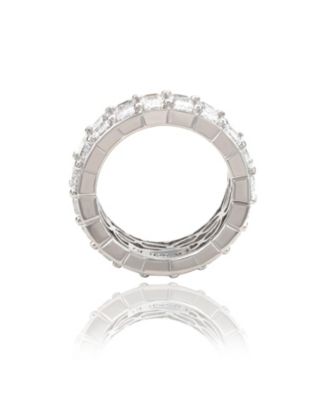 Suzy Levian Sterling Silver Cubic Zirconia Emerald Cut Eternity Band