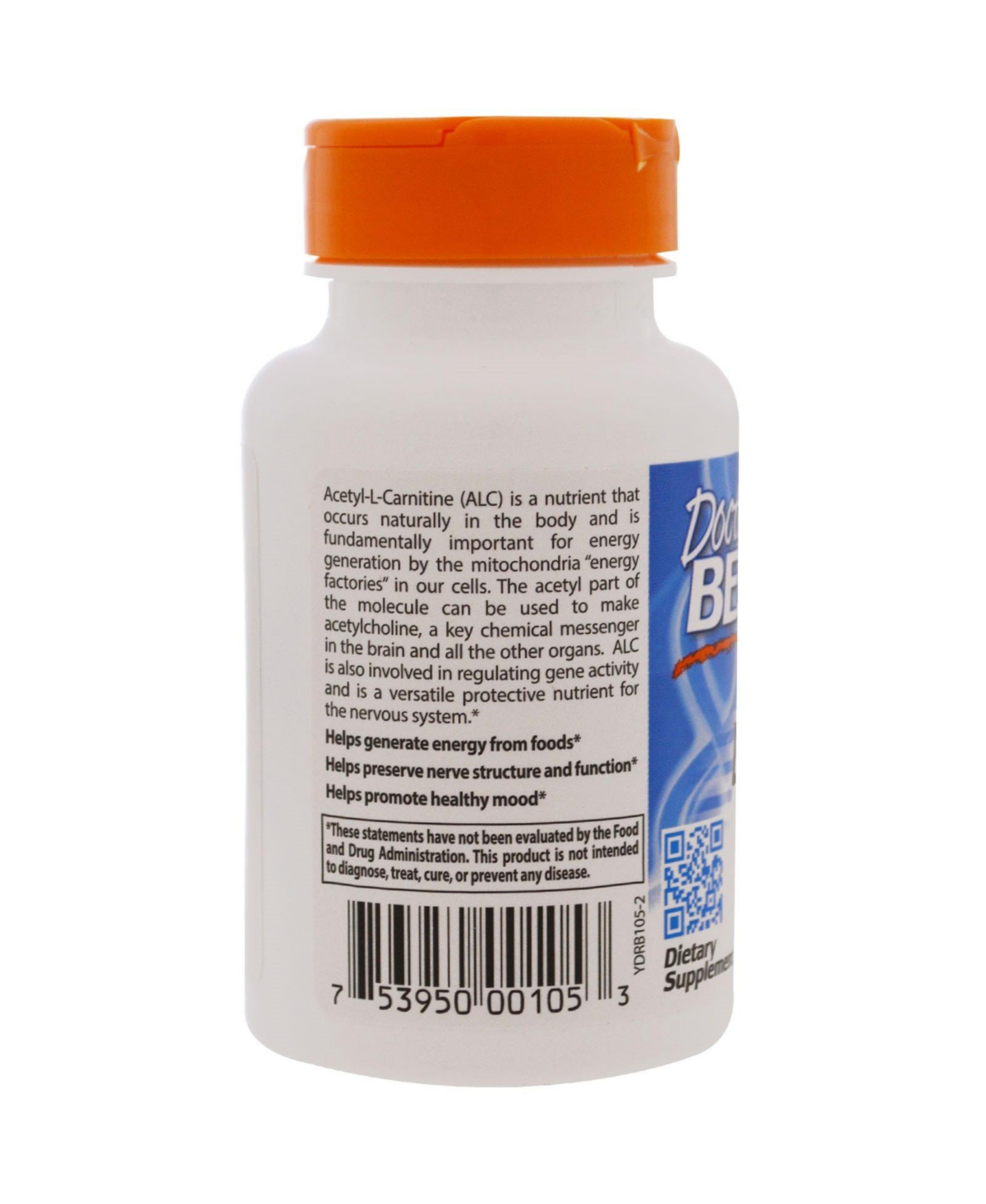 Doctor's Best Acetyl-l-Carnitine 1 000 mg - 60 Veggie Caps (500 mg per Capsule)