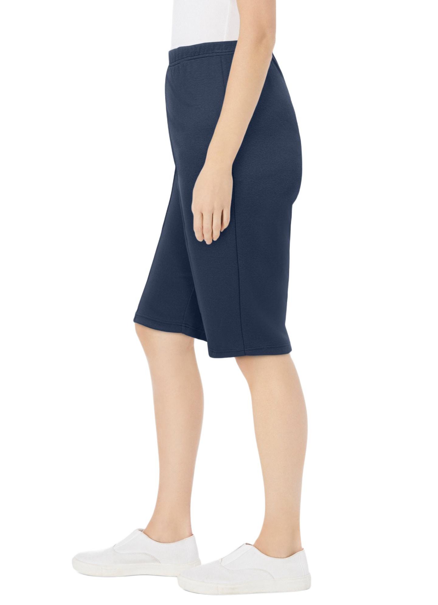 Женские шорты Woman Within Plus Size Knit Bermuda Short, цвет: Тёмно-синий — фото 3