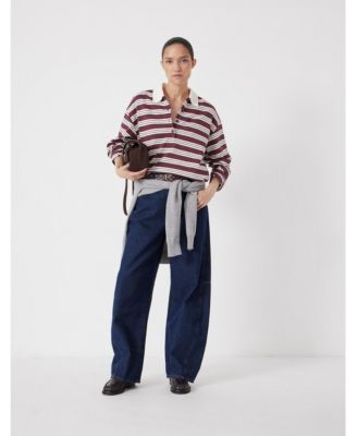 Women's Cotton Striped Polo Top