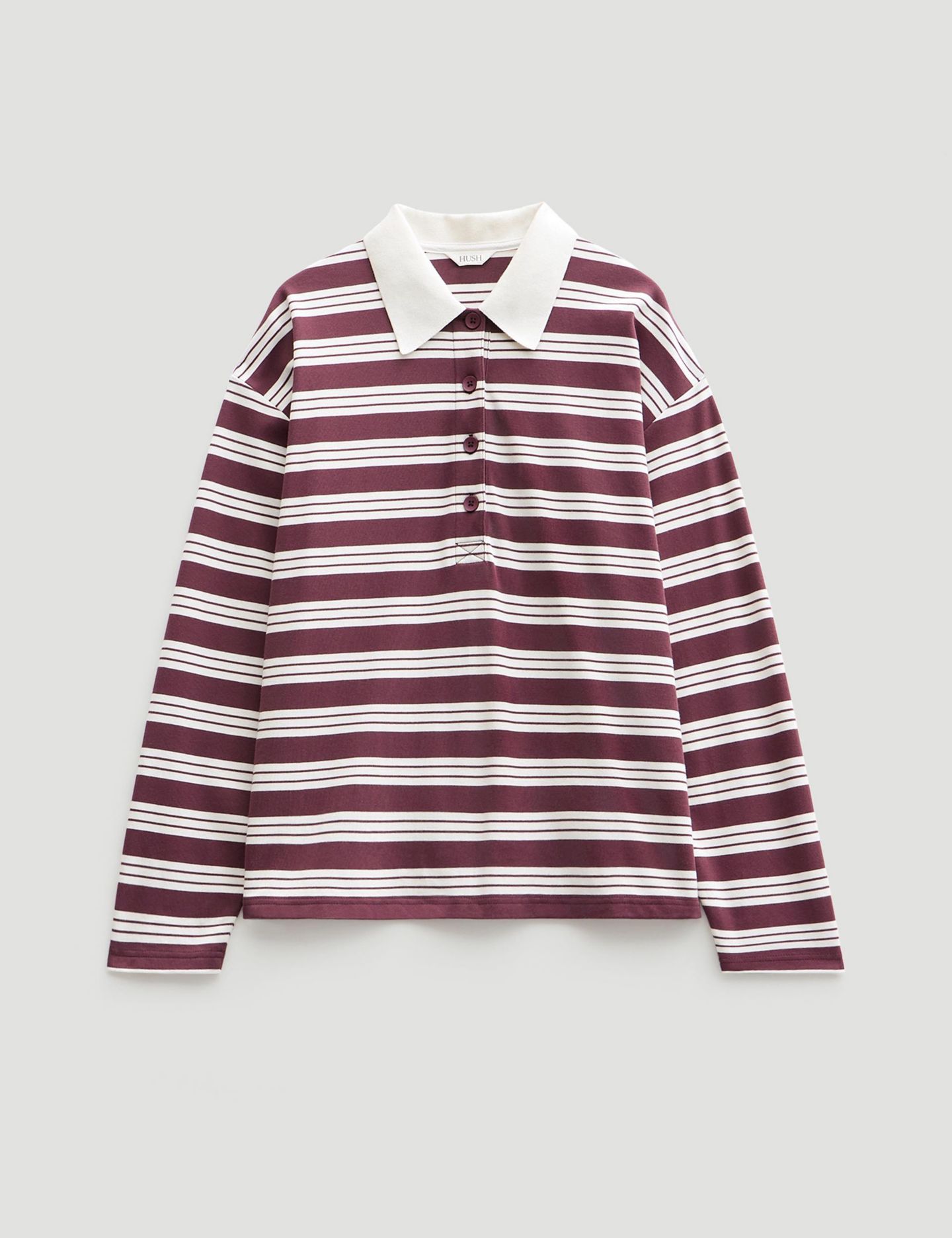 Женский топ Hush Cotton Striped Polo, цвет: Коричневый полосатый — фото 7