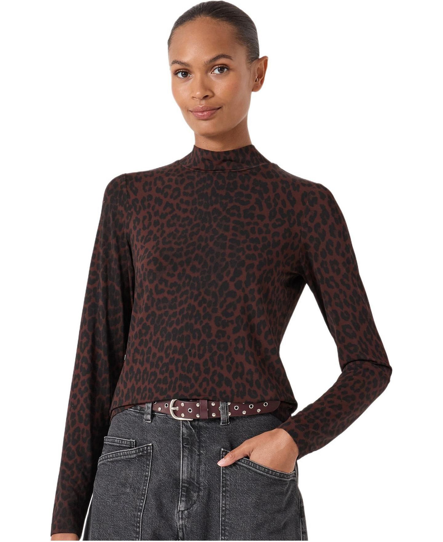 Женский топ Hush Printed Long Sleeve, цвет: Натуральный леопардовый коричневый — фото 1