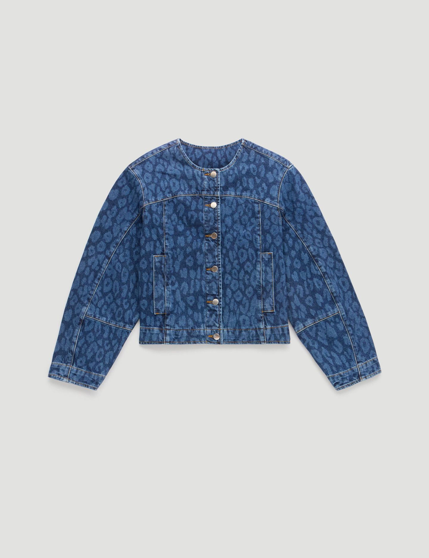 Женская куртка Hush Velma Leopard Print Denim Jacket, цвет: Леопардовый с принтом синий — фото 4