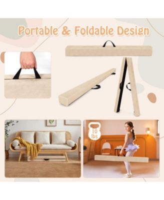 Folding Balance Beam with Solid Wood Base and Anti-slip Bottom