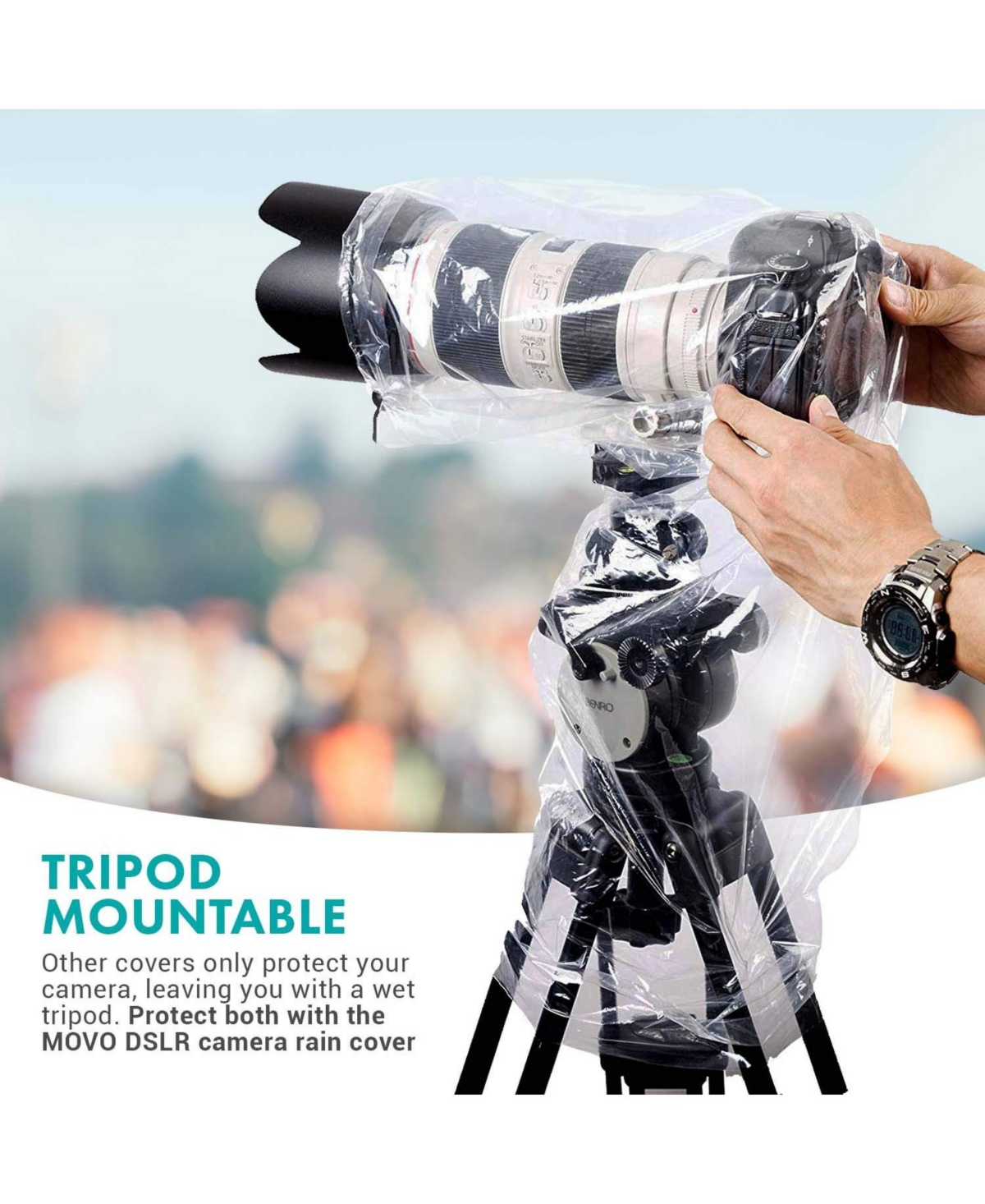 Movo (5 Pack) RC1 Clear Rain Cover for Dslr Camera & Lens up to 18 Long