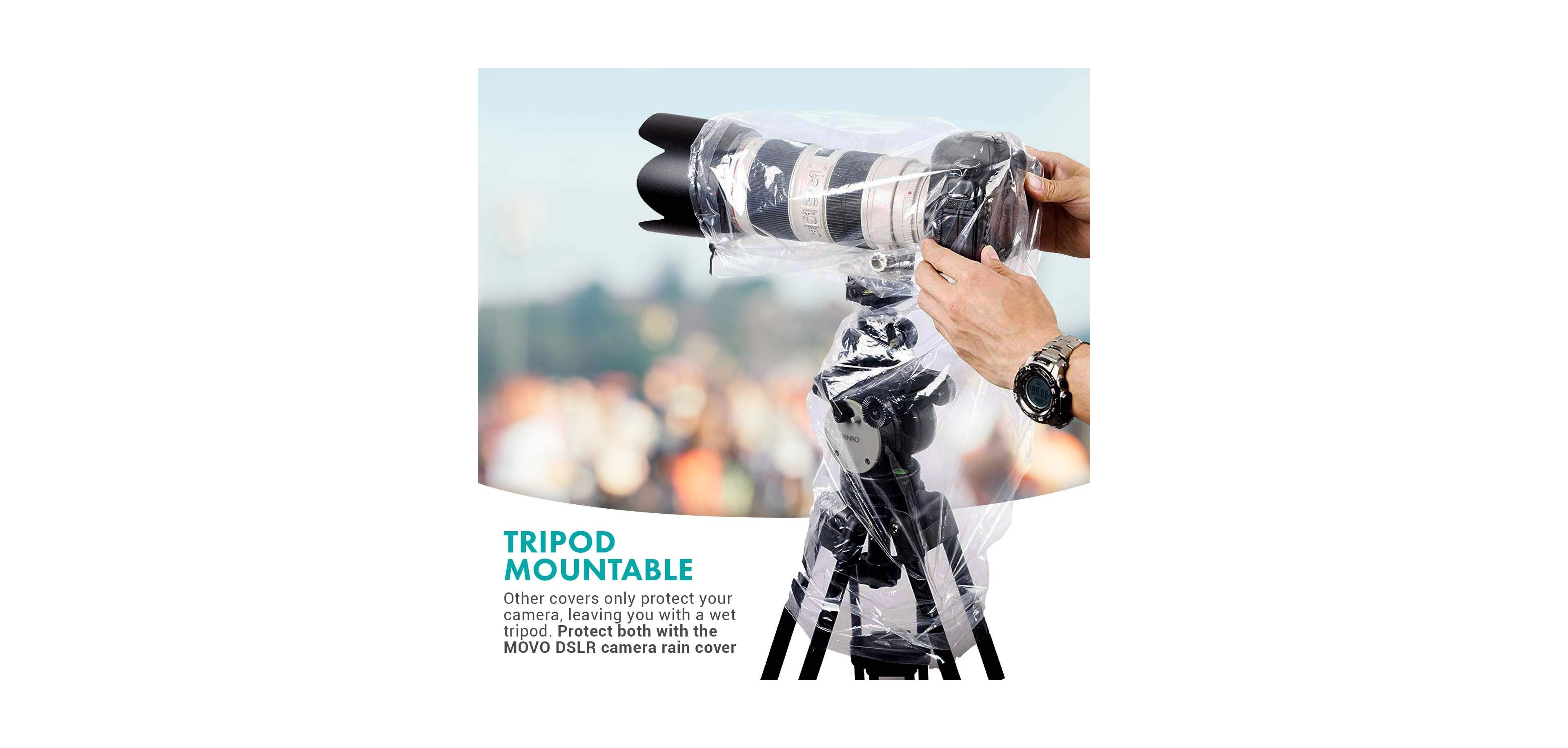 Movo RC1 Waterproof Clear Rain Covers for Dslr Cameras and Lenses up to 18", 5-Pack