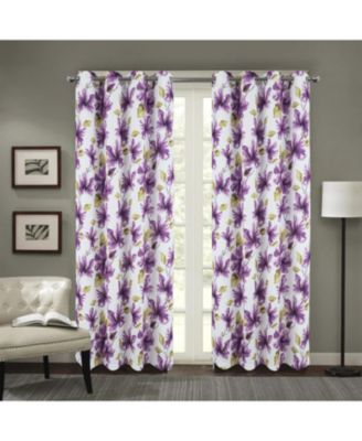 RT Designer Collection April Printed Blackout Luxurious Decorative Grommet Curtain Panel 54" x 84" Lilac