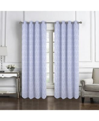 RT Designer Collection Cubix Jacquard Grommet Luxurious Modern Design Curtain Panel 54" x 84" Blue