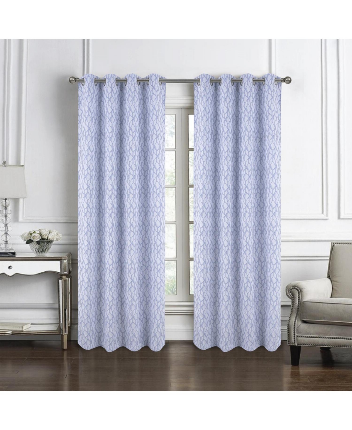 Rt Designer Collection Cubix Jacquard Grommet Luxurious Modern Design Curtain Panel 54" x 84" Blue