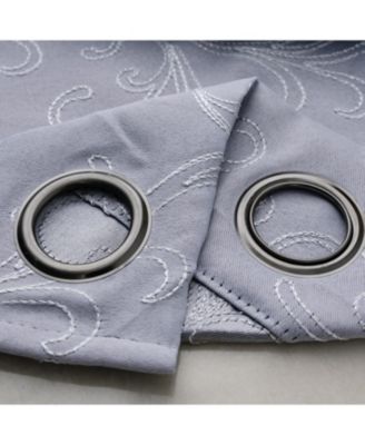 RT Designer Collection Kimber Embroidered Blackout Luxurious Decorative Grommet Curtain Panel 54" x Silver