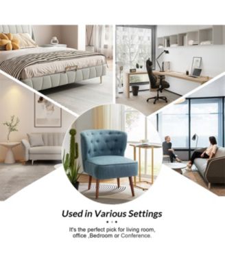 Afzal 25.8" W Modern Tufted Polyester Accent Side Chair with Solid Wood Legs