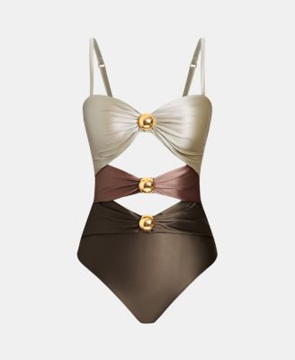 Women's Golden O-Ring Linked One Piece Swimsuit