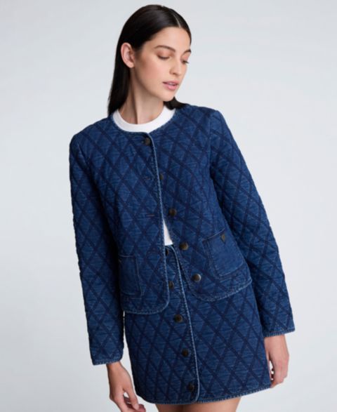 Женские куртки Kenneth Cole Quilted Collarless Jacket