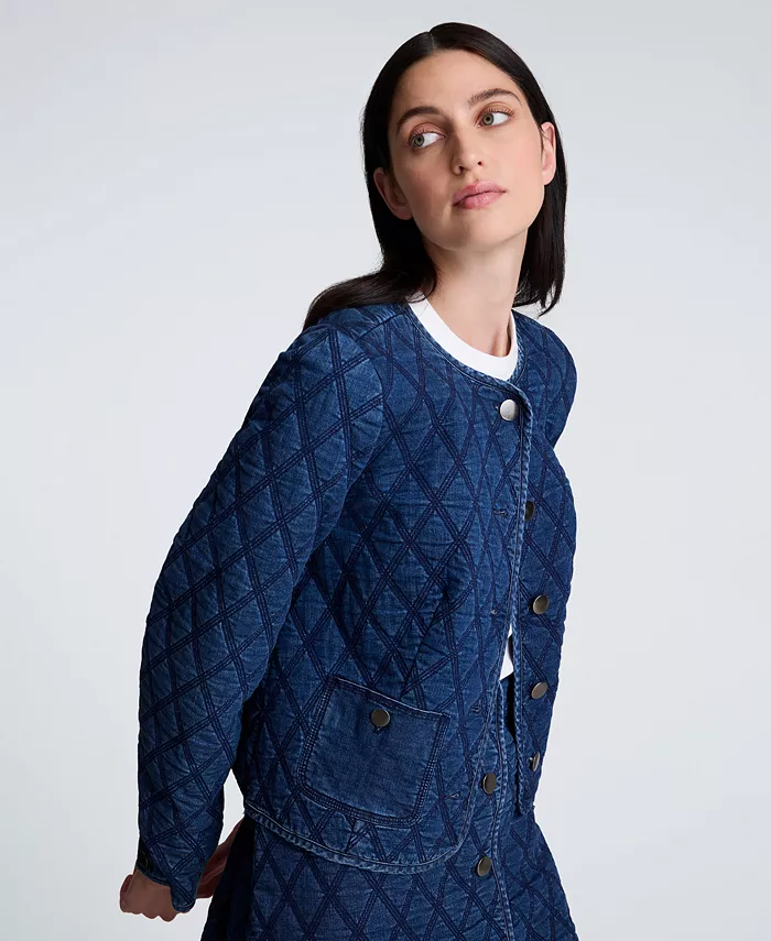 Women's Quilted Collarless Jacket - thumbnail 4
