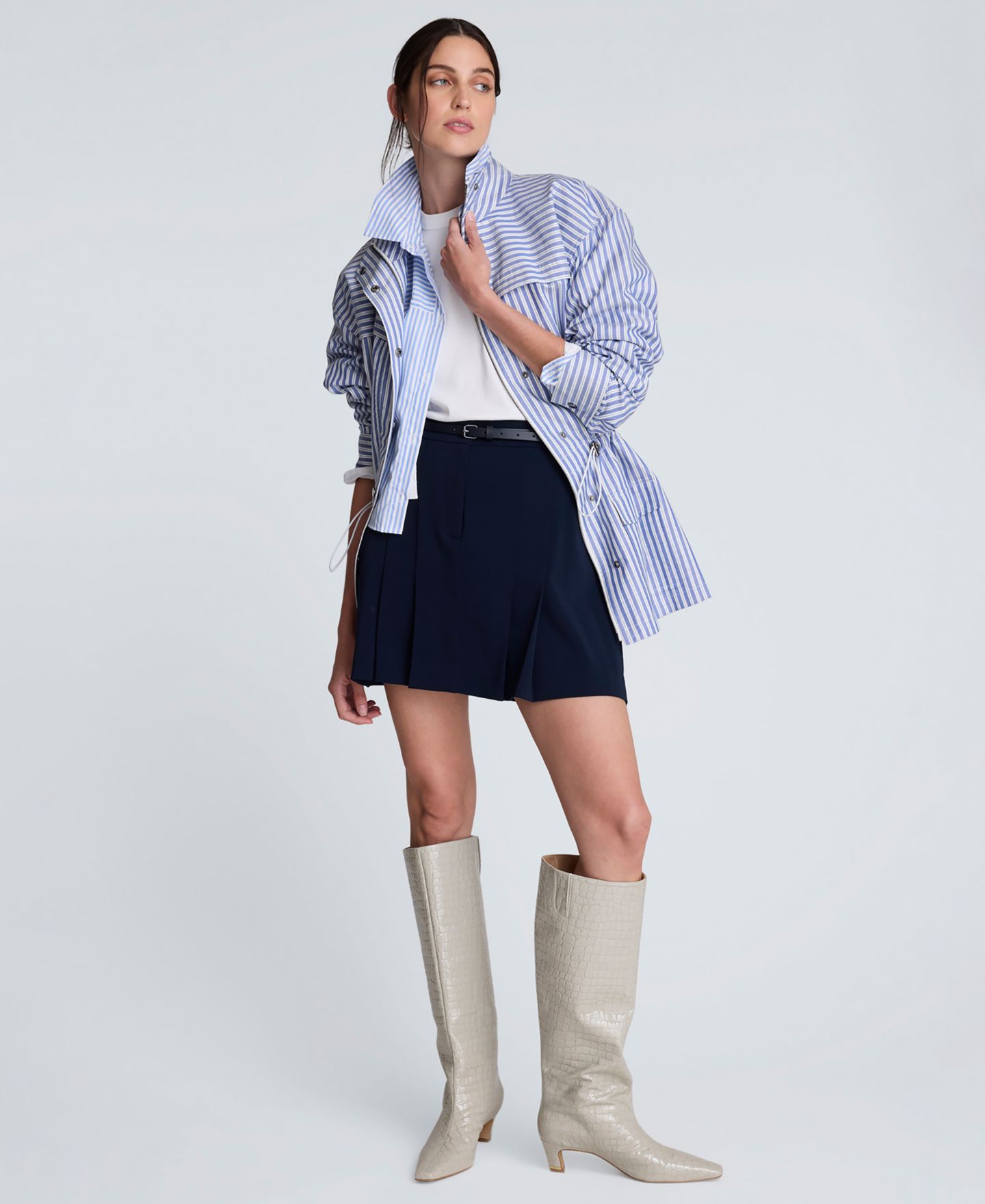 Женская юбка Kenneth Cole Pleated A-Line Mini, цвет: Тёмный тёмно-синий — фото 8